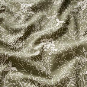 Decor Fabric Half Panama fine leaf drawing – light khaki, 