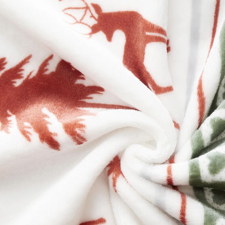 Cosy Fleece Deer in the snow – ivory/copper,  image number 3