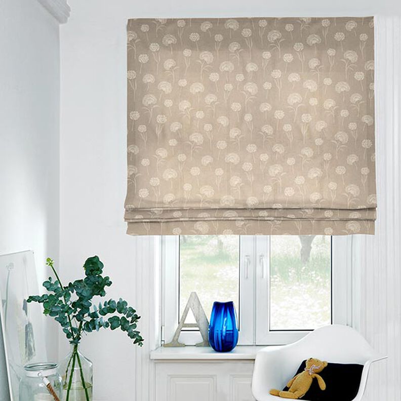 Decor Fabric Half Panama dandelions – natural/white,  image number 6