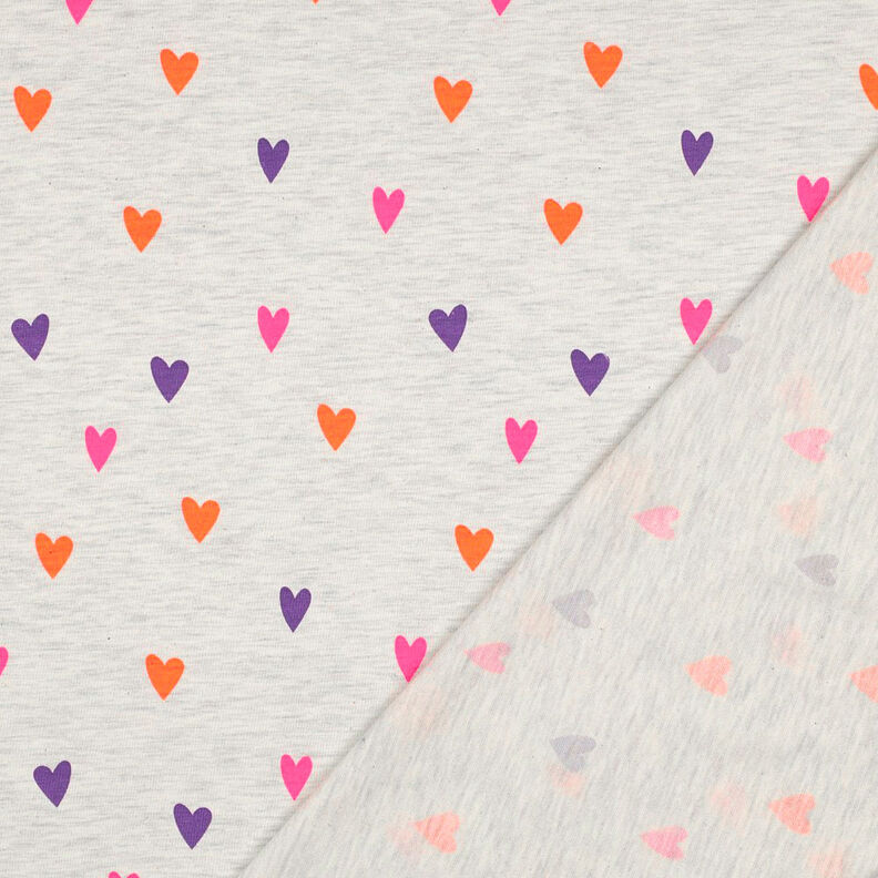 Cotton Jersey neon hearts | by Poppy – natural/neon orange,  image number 4