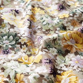 Cotton Poplin romantic flowers – mauve grey/gold, 