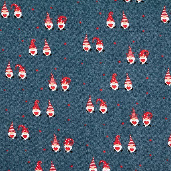 Cotton Jersey Christmas elves with hearts – denim blue/fire red,  image number 1