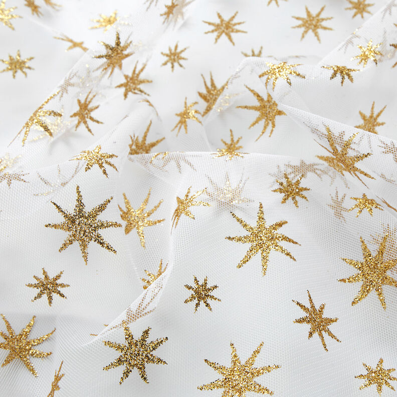 Tulle glitter stars – white/gold,  image number 2