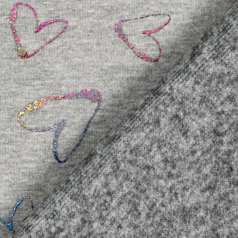 Alpine Fleece Glitter hearts Foil Print – light grey,  image number 4