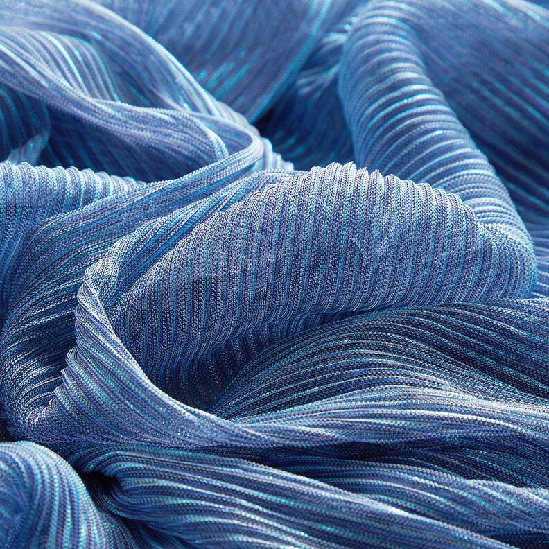 Transparent pleated glitter stripes – blue,  image number 5