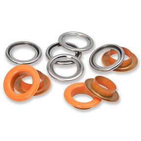Eyelets with washers [15 pieces | Ø 14 mm] | Prym – orange/metallic silver, 