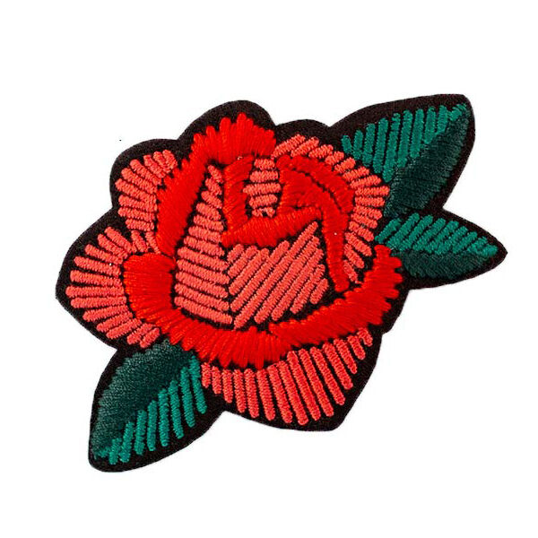Appliqué  Rose [ 5,5 x 8,5 cm ] – red/green,  image number 1