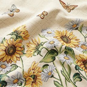 Decorative Panel Tapestry Fabric Sunflowers – light beige/sunglow, 