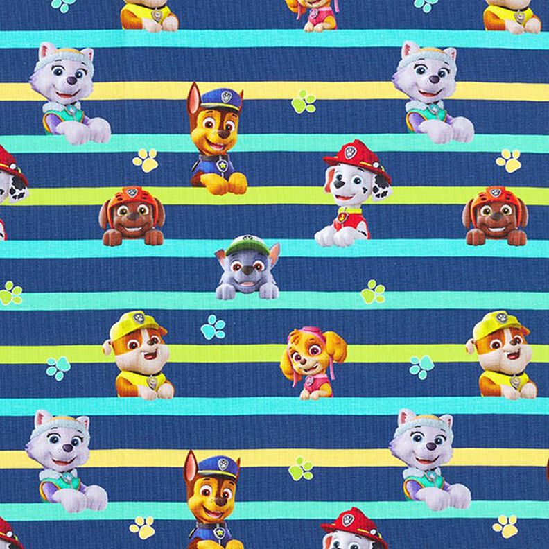 Cotton Jersey Licensed Fabric Paw Patrol striped | Viacom – navy blue,  image number 1