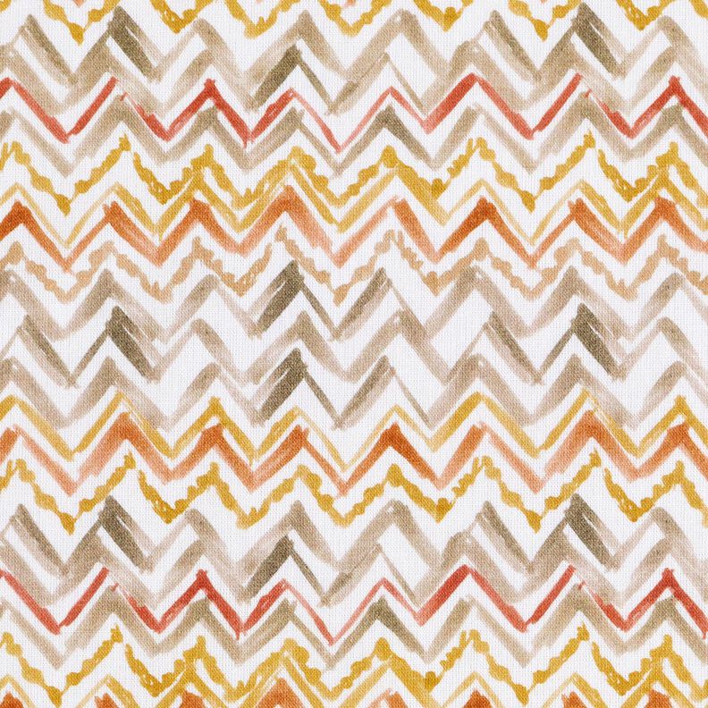 Cotton Poplin Brush stroke zigzag Digital Print – white/copper,  image number 1