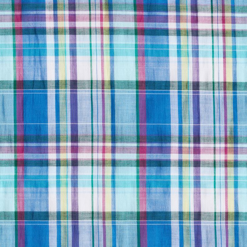 Colourful checks lightweight cotton blend – blue,  image number 1