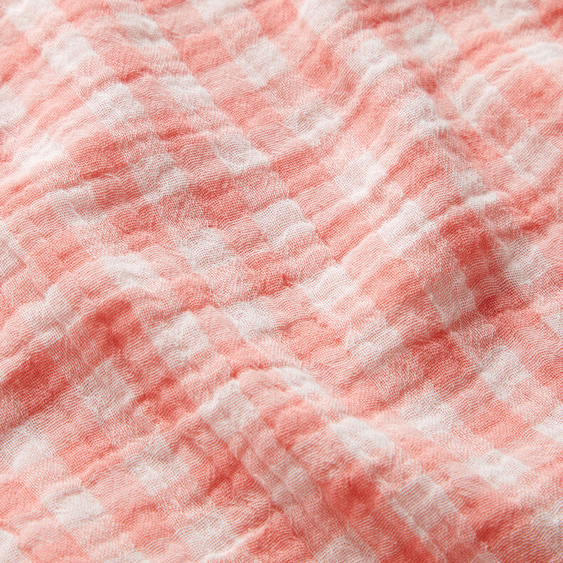 Double Gauze/Muslin Yarn dyed gingham – dusky pink/white,  image number 3