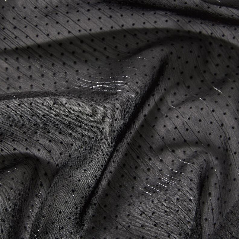 Glitter stripes and dots chiffon – black, image number 2