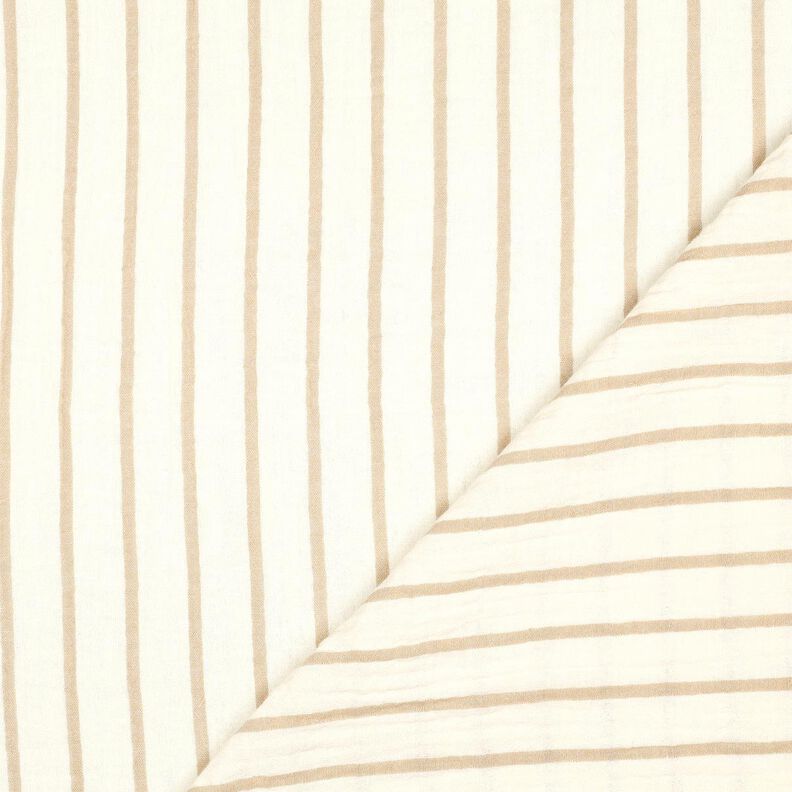 Double Gauze/Muslin yarn-dyed stripes  | Poppy Fabrics – almond/offwhite,  image number 4