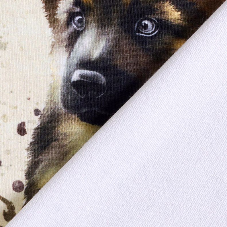 French Terry German Shepherd Panel | Glitzerpüppi – light beige,  image number 4