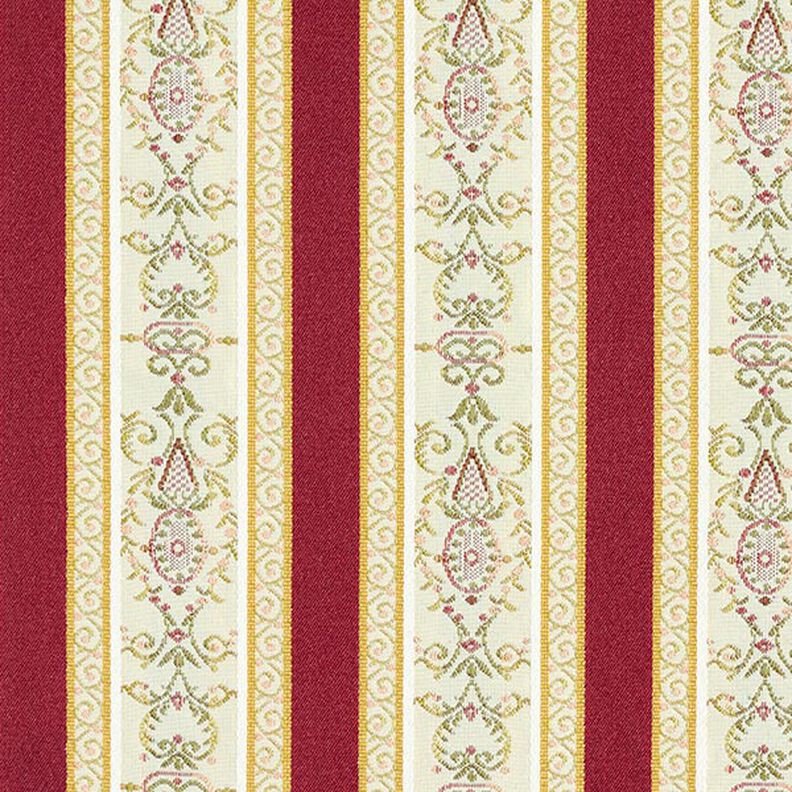 Biedermeier Stripes Jacquard Furnishing Fabric – cream/red,  image number 1