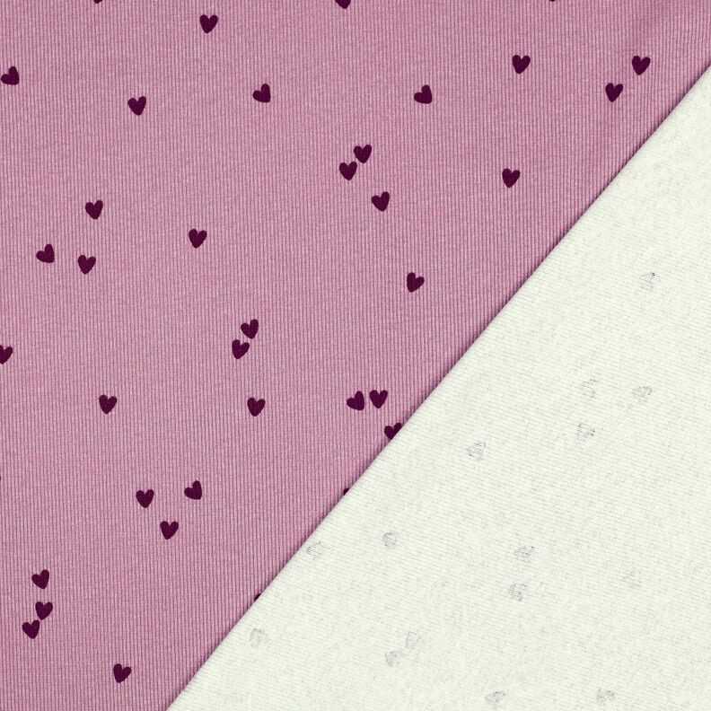 Ribbed Jersey Scattered Hearts | Poppy Fabrics – pastel violet/merlot,  image number 4