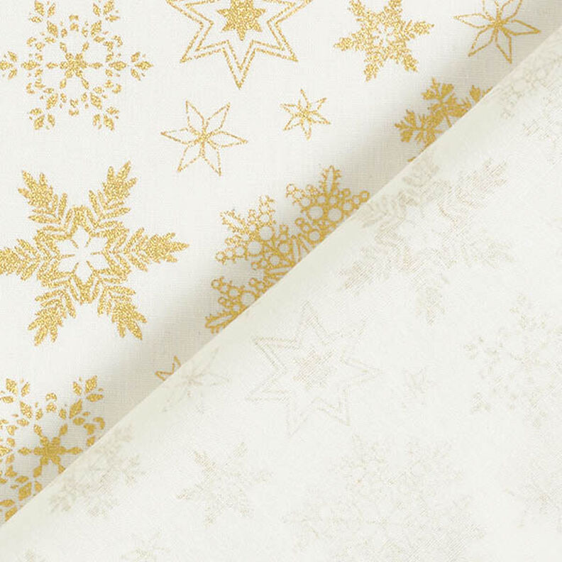Cotton Poplin Snow Crystals – offwhite/gold, image number 4