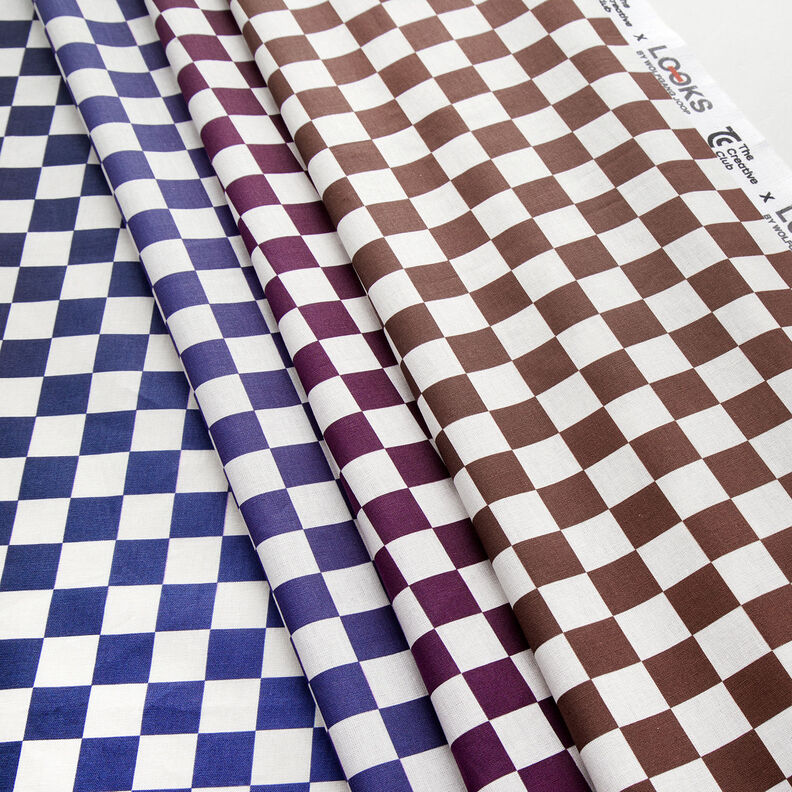 GOTS Cotton Poplin chessboard pattern gradient | TCC x LOOKS by Wolfgang Joop – indigo/burgundy,  image number 7