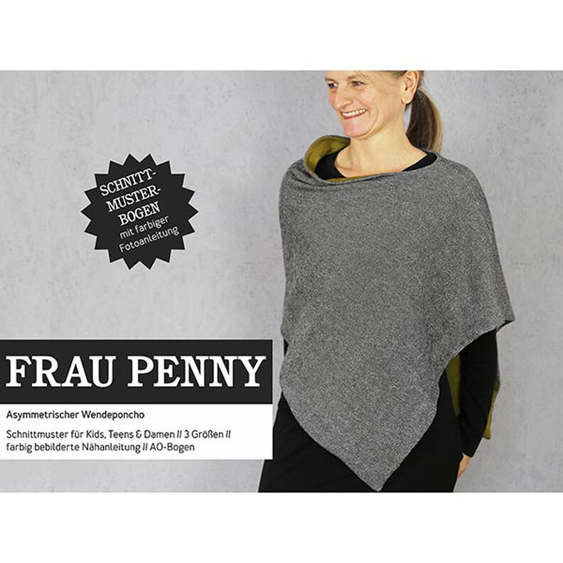 FRAU PENNY Asymmetric Reversible Poncho | Studio Schnittreif | one size,  image number 1