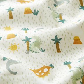 Cotton Cretonne Dinosaurs and palms – offwhite/pale mint, 