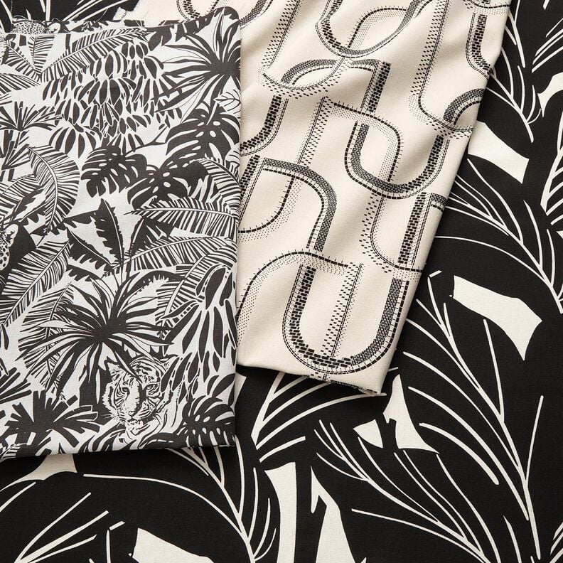 Decor Fabric Panama elegant leaves – black/natural, image number 5