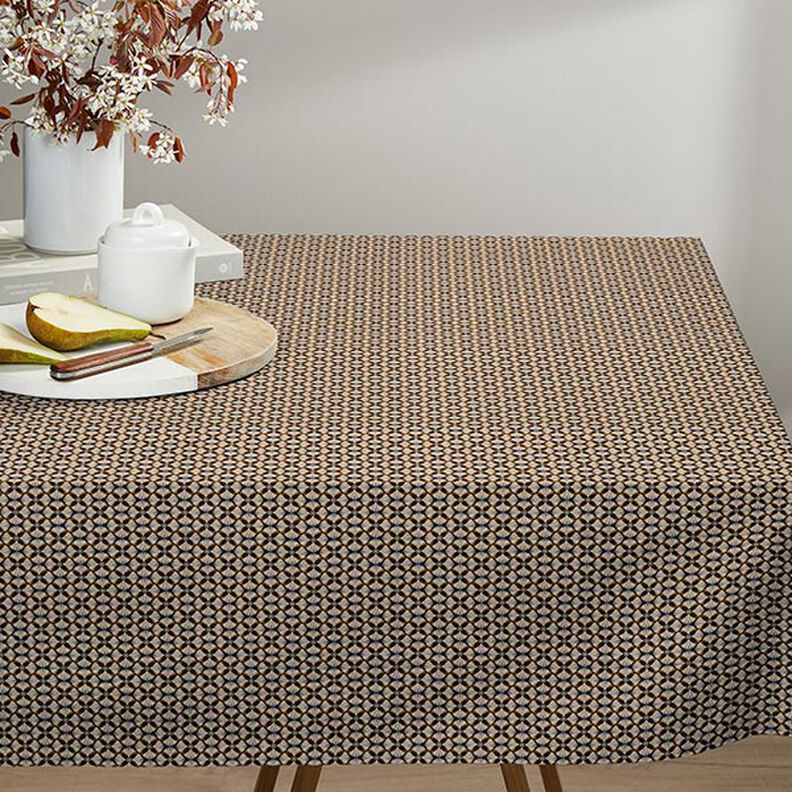 Cotton Cretonne flower tiles – black/light taupe, image number 7