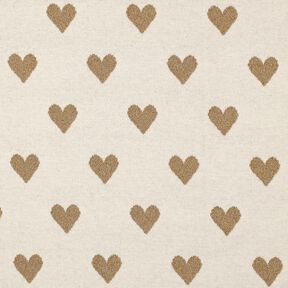 Jacquard Jersey Glitter hearts | Poppy Fabrics – natural/metallic gold, 