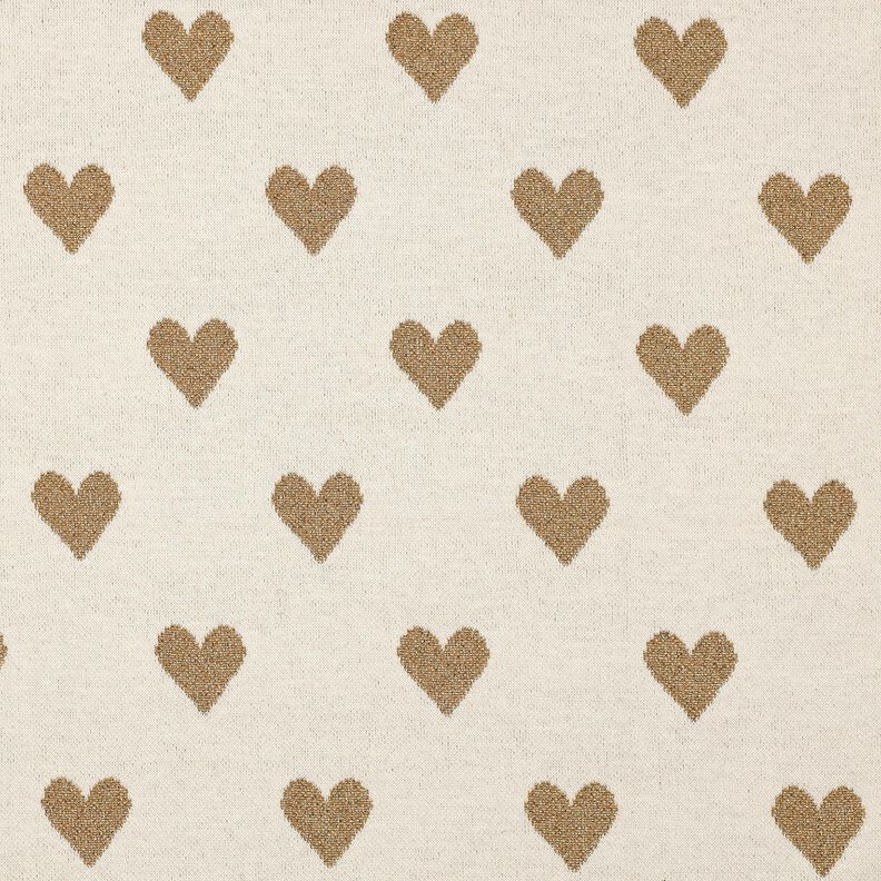 Jacquard Jersey Glitter hearts | Poppy Fabrics – natural/metallic gold, image number 1