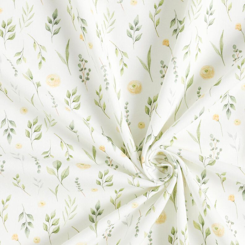 Cotton Jersey watercolour branches Digital Print – ivory/vanilla yellow,  image number 3
