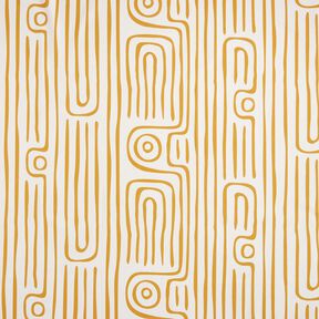 Decor Fabric Half Panama abstract striped pattern – mustard/natural, 