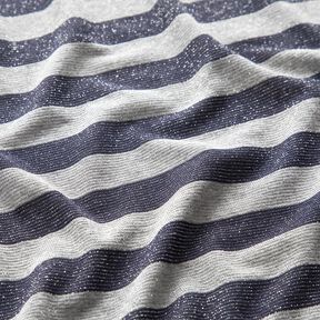 Jersey glitter horizontal stripes – light grey/navy blue, 