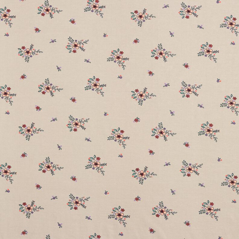 GOTS Cotton Jersey scattered flowers | Poppy Fabrics – almond,  image number 1