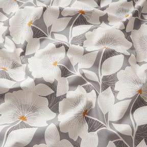 Decor Fabric Half Panama large flowers – grey, 