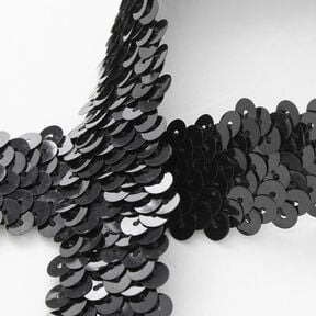 Elastic sequin trim [30 mm] &ndash; black, 