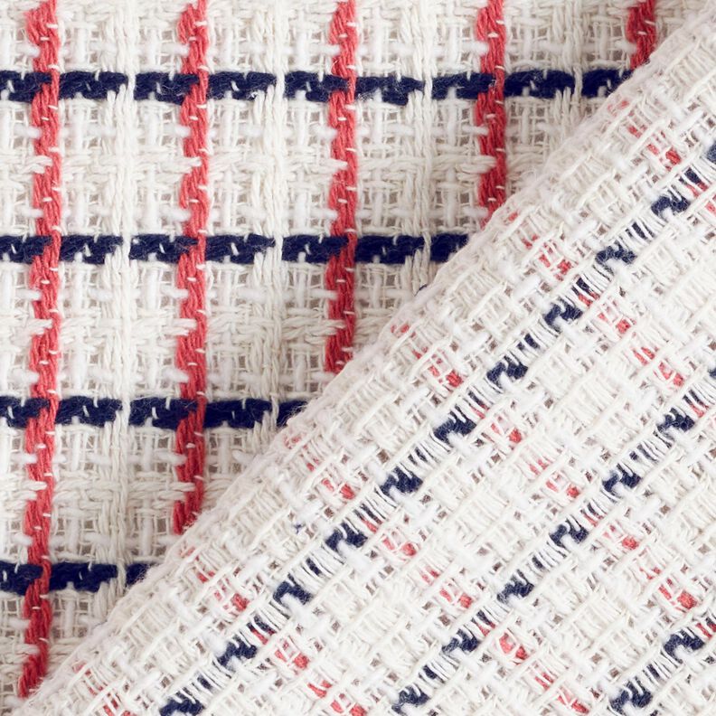 Checked chunky bouclé – white/berry,  image number 4