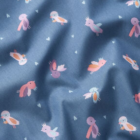 Cotton Poplin Masquerade Ball of the Birds – blue grey | Remnant 60cm, 