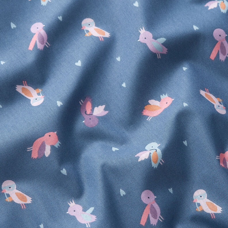 Cotton Poplin Masquerade Ball of the Birds – blue grey | Remnant 60cm, image number 2