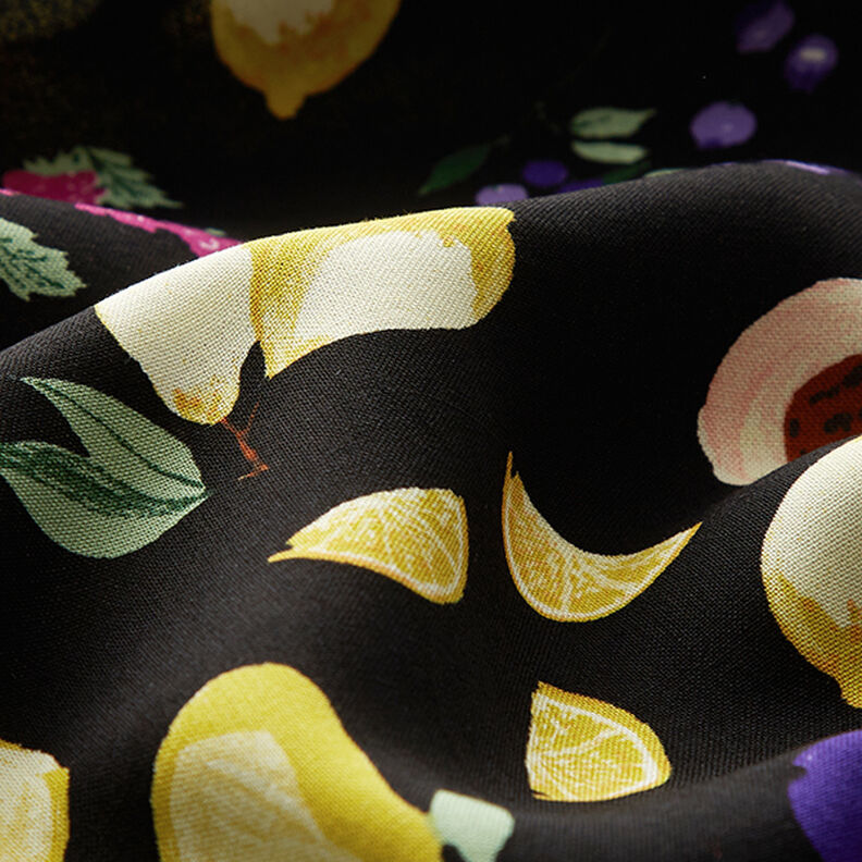 Colourful Fruits Viscose – black,  image number 2