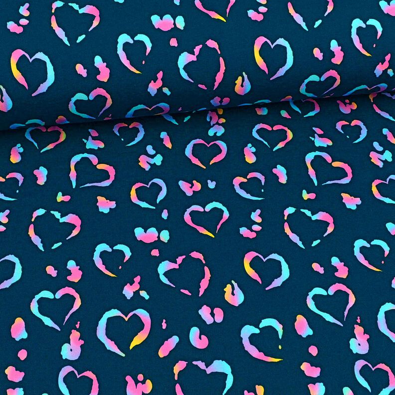 Cotton Jersey Leopard print hearts | Glitzerpüppi – midnight blue/colour mix,  image number 2