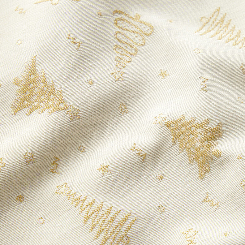 Decor Fabric Jacquard Lurex fir tree – light beige/gold,  image number 2