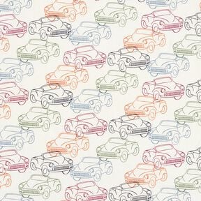 French Terry colourful cars – offwhite, 