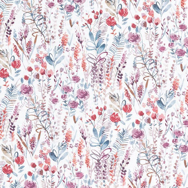Decor Fabric Cotton Poplin Wildflowers – purple/petrol,  image number 1