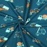 Brushed Sweatshirt Fabric Construction vehicles | Poppy Fabrics – ocean blue/eucalyptus,  thumbnail number 3