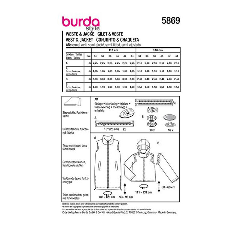 Waistcoat / Jacket | Burda 5869 | 34-44,  image number 10