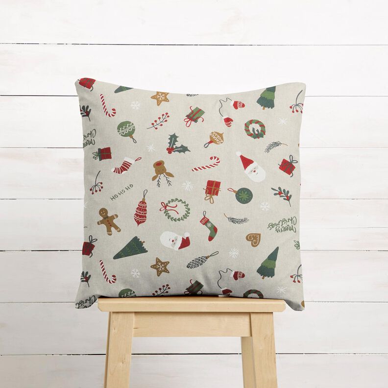 Decor Fabric Half Panama Christmas decoration mix – natural/red, image number 9