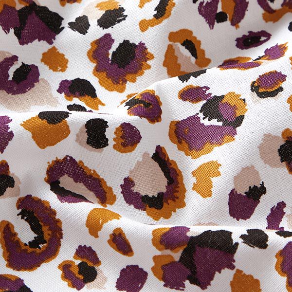 Cotton Cretonne leopard print – aubergine/white,  image number 2