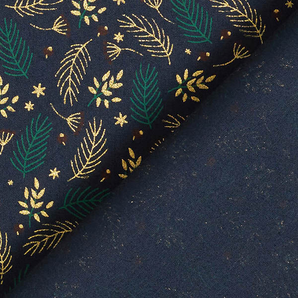 Cotton Poplin Branches and Berries – midnight blue/gold,  image number 4