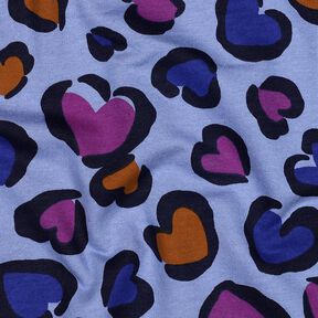 Brushed Sweatshirt Fabric colourful hearts | Poppy Fabrics – steel blue, 
