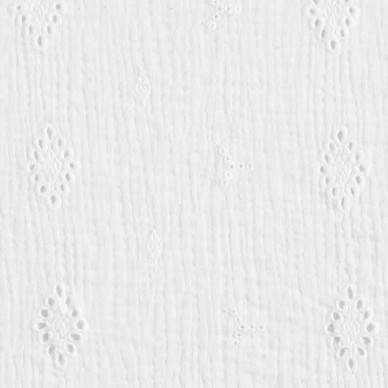 Double Gauze/Muslin Broderie Anglaise Diamond – white,  image number 1